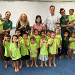 Lieutenant Governor Luke with preschool students.