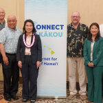 Lt. Gov. Sylvia Luke and group of digital infrastructure and tech leaders smiling for a group photo.