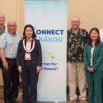 Lt. Gov. Sylvia Luke with Connect Kākou partners during a press conference at PTC'26.