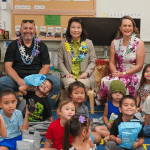 Lt. Gov. Sylvia Luke with students at Makaha Elementary public pre-K.